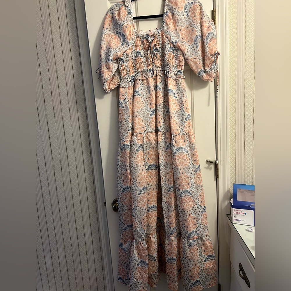 Ivy City Co Floral Maxi Dress in Pink and Blue